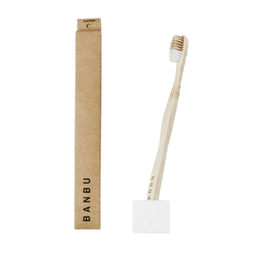 Cepillo de dientes de madera de bambú SUAVE. Color NATURAL. - Caredamia