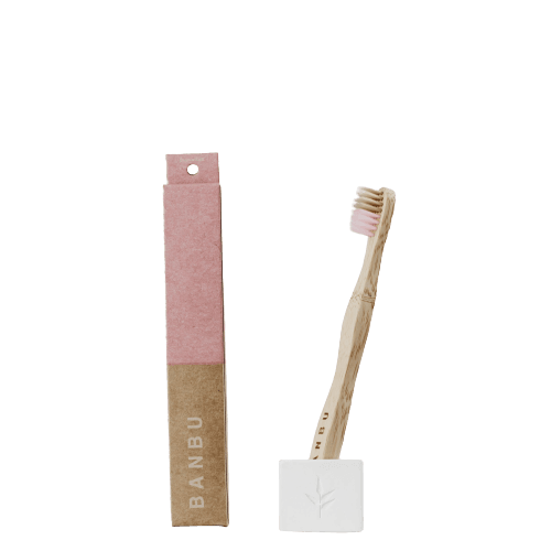 Cepillo de dientes de madera de bambú JUNIOR. Color ROSA - Caredamia