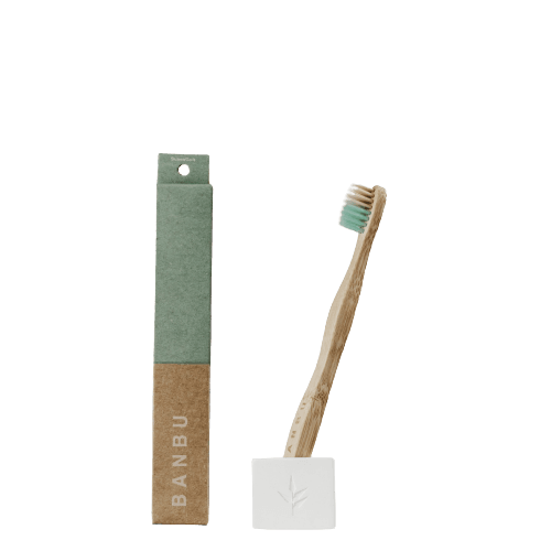 Cepillo de dientes de madera de bambú JUNIOR. Color VERDE - Caredamia