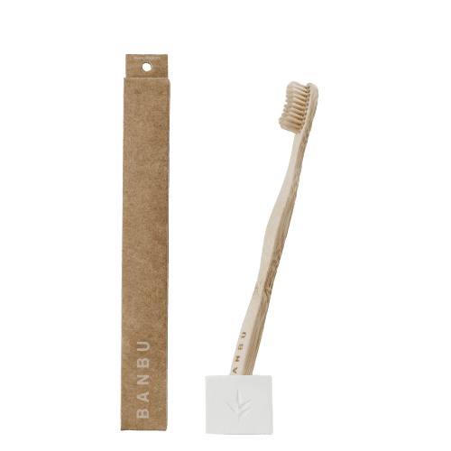 Cepillo de dientes de madera de bambú MEDIO. Color NATURAL - Caredamia
