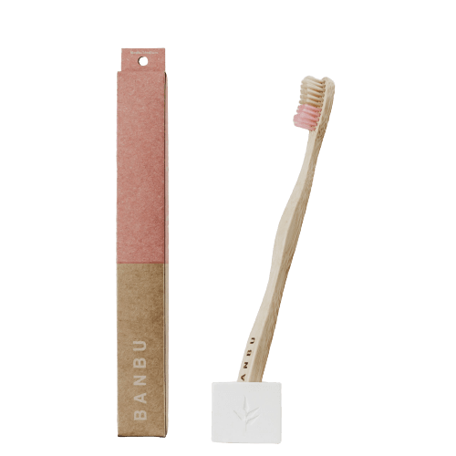Cepillo de dientes de madera de bambú MEDIO. Color ROSA - Caredamia