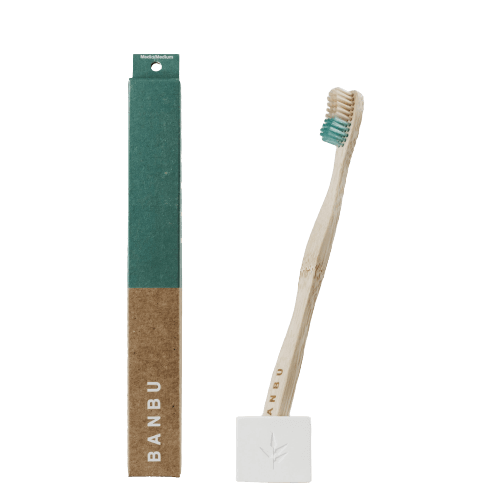 Cepillo de dientes de madera de bambú MEDIO. Color VERDE - Caredamia